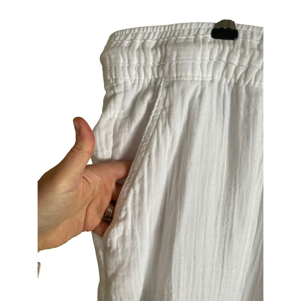 Old Navy 3X White Cotton Gauzy Wide Leg Pull On Pants Coastal Stretch Beachy - Picture 5 of 10